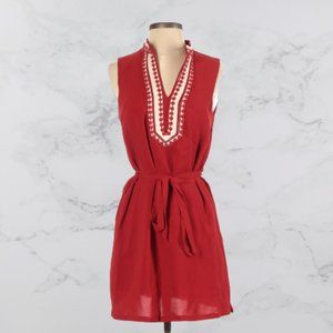 Esley | Red & White Collared Summer Dress | S